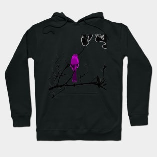 Purple bird on a black tree Hoodie